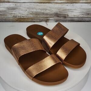 Reef Women's Bronze Metallic Double-Strap Slide Sandals